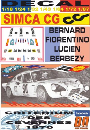 DECAL SIMCA CG 2200 PROTO MC BERNARD FIORENTINO C.DES CEVENNES 1970 (01)