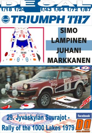 DECAL TRIUMPH TR7 S.LAMPINEN 1000 LAKES R. 1979 DnF (01)