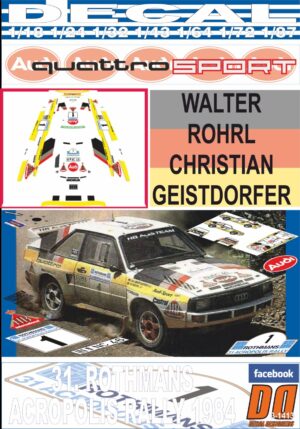 DECAL AUDI QUATTRO SPORT W.ROHRL ACROPOLIS R. 1984 DnF (01)