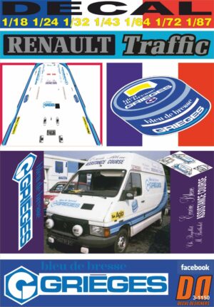 DECAL RENAULT TRAFIC ECURIE GRIEGES BLEUE (01)