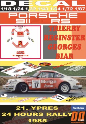 DECAL PORSCHE 911 SC RS T.REGINSTER YPRES 24 HOURS R. 1985 DnF (01)
