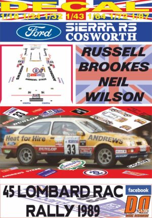 DECAL FORD SIERRA RS COSWORTH R.BROOKES RAC R. 1989 DnF (01)
