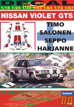 DECAL NISSAN VIOLET GTS T.SALONEN R.PORTUGAL 1982 DnF (01)