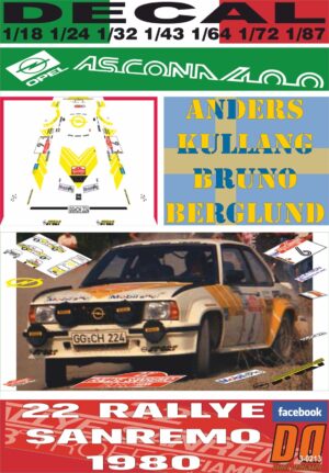 DECAL OPEL ASCONA 400 A.KULLANG R.SANREMO 1980 DnF (01)