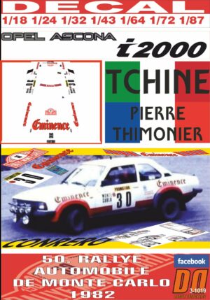 DECAL OPEL ASCONA TCHINE R. MONTECARLO 1982 6th (01)