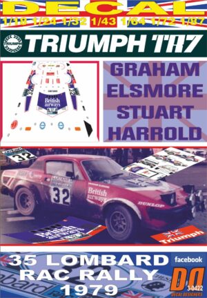 DECAL TRIUMPH  TR7 V8 GRAHAM ELSMORE RAC R. 1979 16th (01)