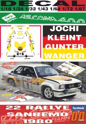 DECAL OPEL ASCONA 400 J.KLEINT R.SANREMO 1980 DnF (01)
