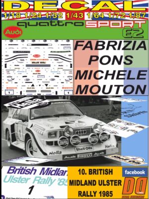 DECAL AUDI QUATTRO SPORT E2 MICHELLE MOUTON RALLY ULSTER 1985 DnF (01)
