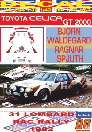DECAL TOYOTA CELICA 2000 GT B.WALDEGARD RAC R. 1982 7th (01)