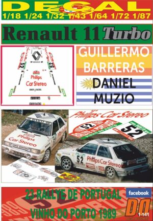DECAL RENAULT 11 TURBO G. BARRERAS R. PORTUGAL 1989 DnF (01)