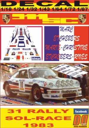 DECAL PORSCHE 911 SC ROTHMANS M.ETCHEBERS R.SOL-RACE 1983 DnF (01)