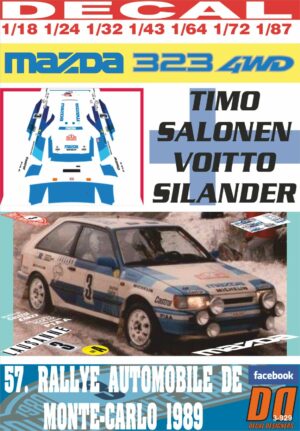 DECAL MAZDA 323 4WD T.SALONEN R. MONTECARLO 1989 DnF (01)