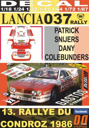 DECAL LANCIA 037 RALLY P.SNIJERS R. DU CONDROZ 1986 9th (01)