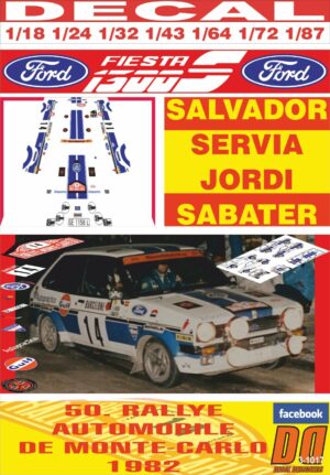DECAL FORD FIESTA MK1 1600S S.SERVIA R. MONTECARLO 1982 14th (01)