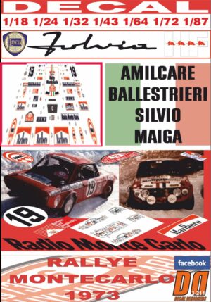 DECAL LANCIA FULVIA HF A.BALLESTRIERI R.MONTECARLO 1973 DnF  (01)