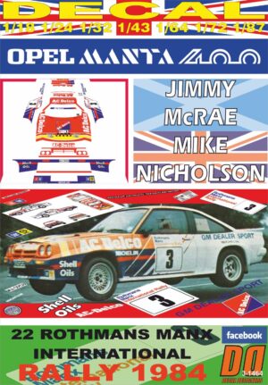 DECAL OPEL MANTA 400 J.MCRAE MANX R.1984 WINNER (01)