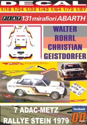 DECAL FIAT 131 ABARTH W.ROHRL ADAC METZ RALLYE STEIN 1979 WINNER (01)