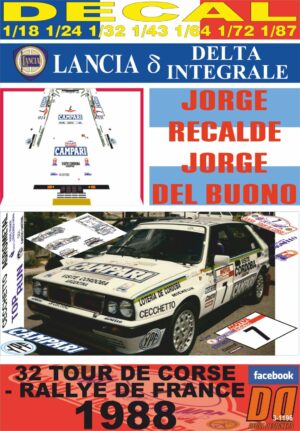 DECAL LANCIA DELTA INTEGRALE J.RECALDE T.DE CORSE 1988 DnF (01)