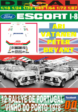 DECAL FORD ESCORT RS 1800 MKII A.VATANEN R. PORTUGAL 1978 DnF (01)