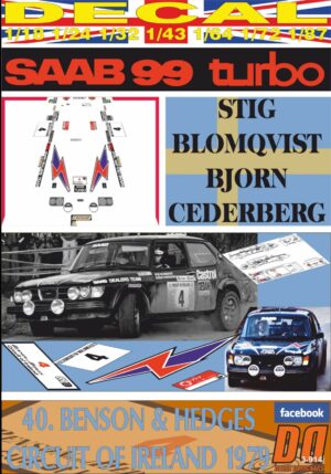 DECAL SAAB 99 TURBO S.BLOMQVIST C.OF IRELAND 1979 6th (01)