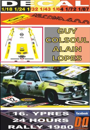 DECAL OPEL ASCONA 400 G.COLSOUL YPRES 24 HOURS R. 1980 DnF (01)