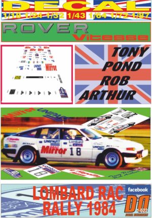 DECAL ROVER SD1 VITESSE TONY POND RAC RALLY 1984 DnF (01)