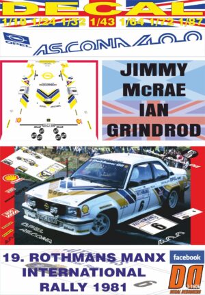 DECAL OPEL ASCONA 400 J.McRAE MANX R. 1981 2nd (01)