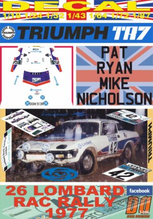 DECAL TRIUMPH TR7 PAT RYAN RAC R. 1977 DnF (01)
