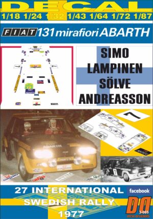 DECAL FIAT 131 ABARTH S.LAMPINEN SWEDISH R. 1977 4th (01)