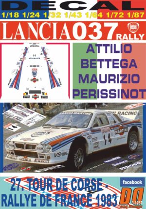 DECAL LANCIA 037 RALLY A.BETTEGA TOUR DE CORSE 1983 4th (01)