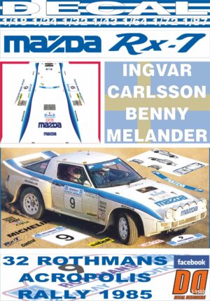 DECAL MAZDA RX-7 I.CARLSSON ACROPOLIS R. 1985 3rd (01)