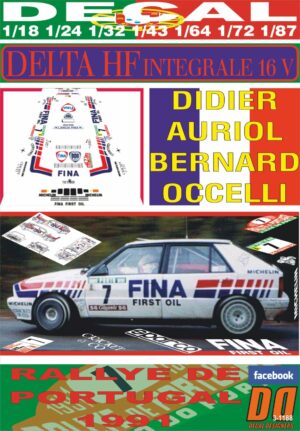 DECAL LANCIA DELTA INTEGRALE 16V D.AURIOL R.PORTUGAL 1991 2nd (01)
