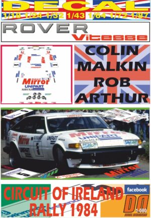 DECAL ROVER SD1 VITESSE COLIN MALKIN CIRCUIT OF IRELAND R. 1984 (01)