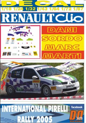 DECAL RENAULT CLIO DANI SORDO RALLY PIRELLI 2005 (01)