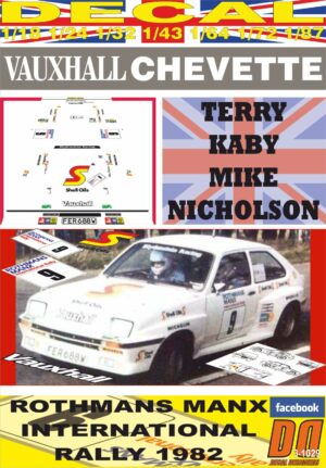 DECAL VAUXHALL CHEVETTE 2300 HSR T.KABY MANX R. 1982 DnF (01)