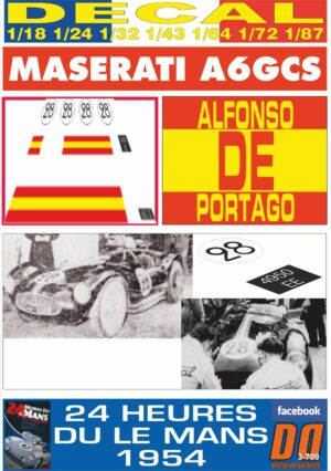 DECAL MASERATI A6GCS ALFONSO DE PORTAGO 24 H LE MANS 1954 (01)
