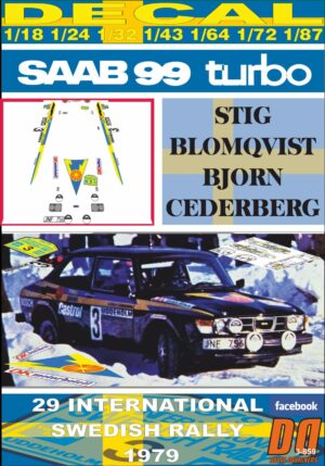 DECAL SAAB 99 TURBO S.BLOMQVIST SWEDISH R. 1979 WINNER (01)