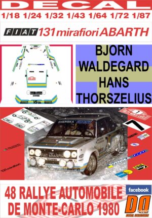 DECAL FIAT 131 ABARTH B.WALDEGARD R.MONTECARLO 1980 3rd (01)