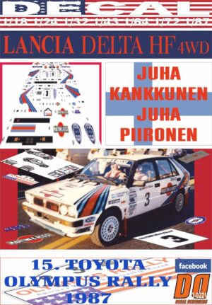 DECAL LANCIA DELTA HF 4WD J.KANKKUNEN OLYMPUS R. 1987 WINNER (01)