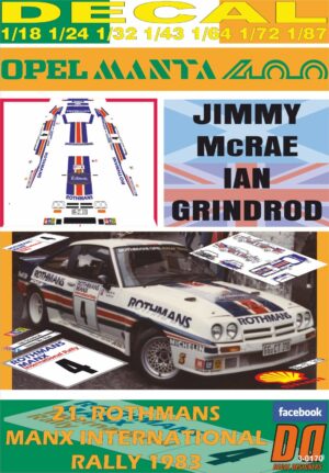 DECAL OPEL MANTA 400 ROTHMANS J.MCRAE MANX R. 1983 DnF (01)