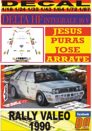 DECAL LANCIA DELTA HF INTEGRALE 16V J. PURAS R. VALEO 1990 DnF (01)
