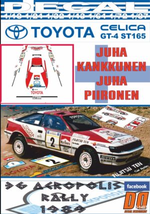 DECAL TOYOTA CELICA GT-4 ST165 J. KANKKUNEN ACROPOLIS R. 1989 DnF