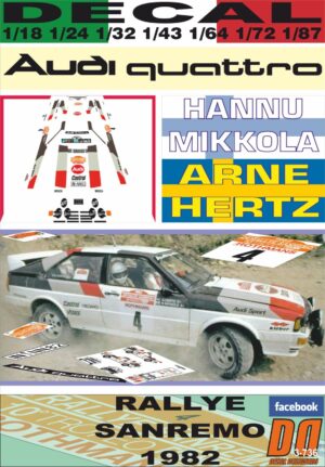 DECAL AUDI QUATTRO H.MIKKOLA R. SANREMO 1982 2nd (01)