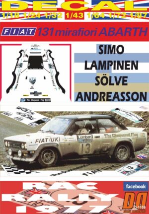 DECAL FIAT 131 ABARTH THE CHEQUERED FLAG S.LAMPINEN RAC R.1977 7th (01)