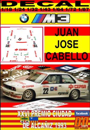 DECAL BMW M3 J.J. CABELLO PREMIO CIUDAD DE ALCAÑIZ 1993 (01)