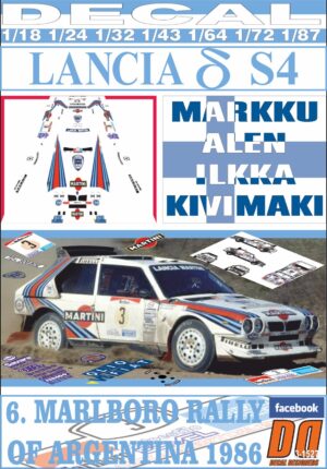 DECAL LANCIA DELTA S4 M.ALEN R.ARGENTINA 1986 2nd (01)