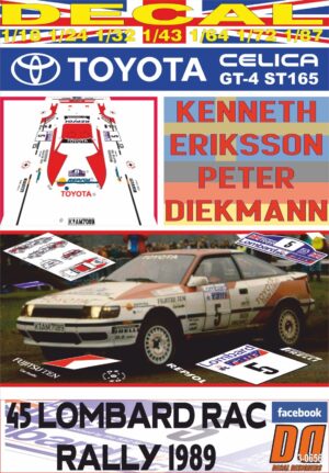 DECAL TOYOTA CELICA GT-4 (ST165) K.ERIKSSON RAC R. 1989 4th (01)