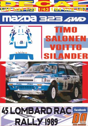 DECAL MAZDA 323 4WD T.SALONEN RAC R. 1989 6th (01)