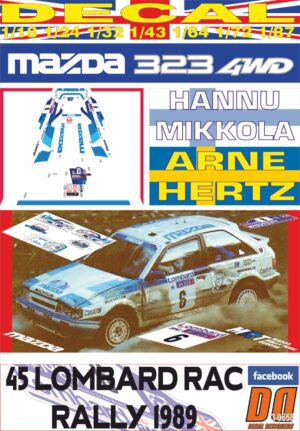 DECAL MAZDA 323 4WD H.MIKKOLA RAC R. 1989 9th (01)