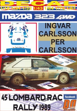 DECAL MAZDA 323 4WD I.CARLSSON RAC R. 1989 8th (01)